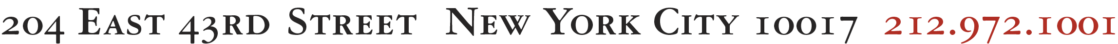 204 East 43rd Street New York City 10017 tel 212.972.1001